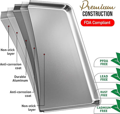 Eatex Aluminum Baking Sheet Set, 12 Pack Cookie Sheet Set, 18” x 13” Steel - Image 3