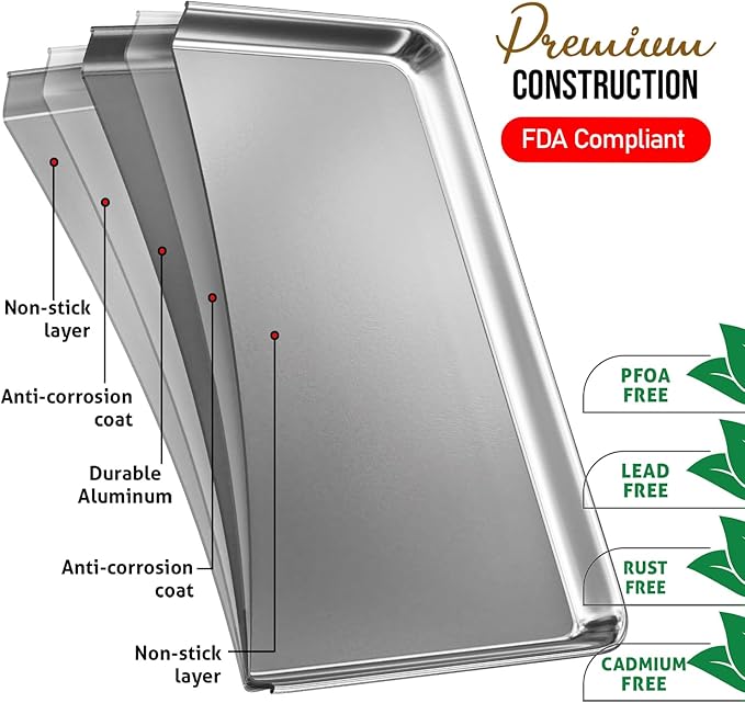 Eatex Aluminum Baking Sheet Set, 4 Pack Cookie Sheet Set, 9x13 Baking Pan Set - Image 3