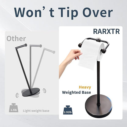 RARXTR Toilet Paper Holder Stand, Post Pivoting Design Free Standing Toilet - Image 4