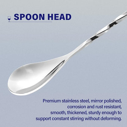 BRIOUT 2 Pcs Bar Spoon, 12 Inches Long Handle Drink Stirrer, Stainless Steel - Image 3