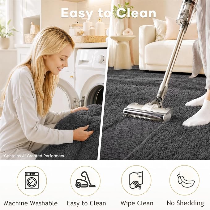Ophanie Small Rug Washable Non Slip Throw Bedside Area Rugs, Fluffy Soft Mini - Image 6