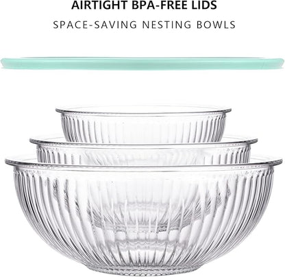 Luvan Glass Mixing Bowls with Lids Set, Large Salad Bowls Sets with lids - Image 5