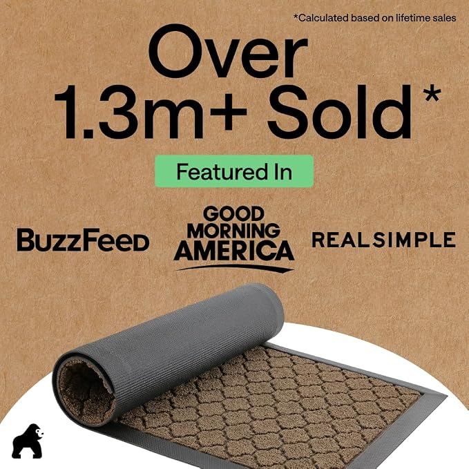GORILLA GRIP 100% Waterproof All-Season WeatherMAX Doormat, US Designed Natural - Image 4