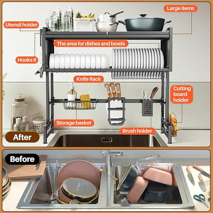 Over The Sink Dish Drainer Drying Rack 3 Tiers - Image 4