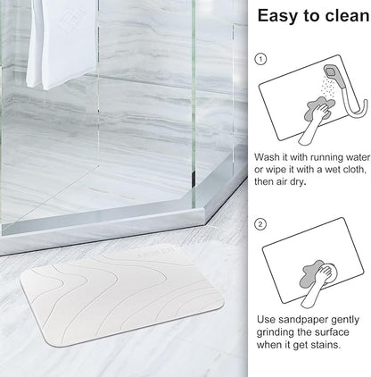 JUERLEN 2 Pack Diatomaceous Earth Shower Mat, Stone Bath Mat, Nonslip Super - Image 5