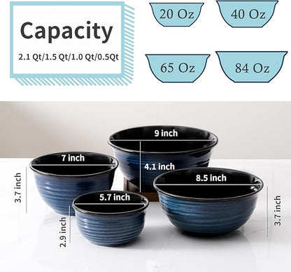HASENSE Mixing Bowls for Cooking, Ceramic Serving Dishes Set of 4 for Salad - Image 5