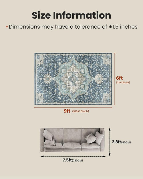 AMADA HOMEFURNISHING Washable Area Rugs, Low-Profile Washable Rug - Image 2