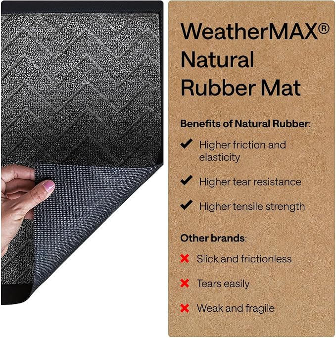 GORILLA GRIP 100% Waterproof All-Season WeatherMAX Doormat, Durable Natural - Image 7
