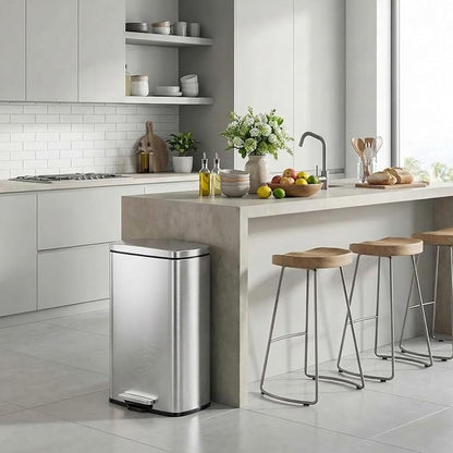 13.2 Gal Kitchen Trash Can, 50L Recycling or Garbage Bin, Brushed Stainless - Image 7