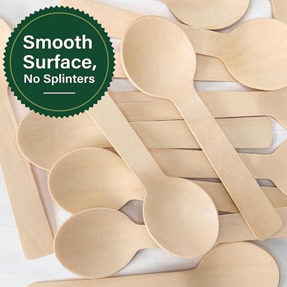 LotFancy Mini Wooden Spoons, 4 inch Length, Disposable Tasting Sampling Spoons - Image 4