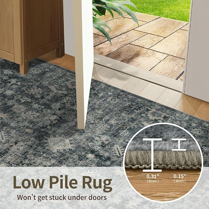 Rugxara 3x5 Rug for Entryway Bedroom, Vintage Retro Boho Throw Rug, Non Slip & - Image 7