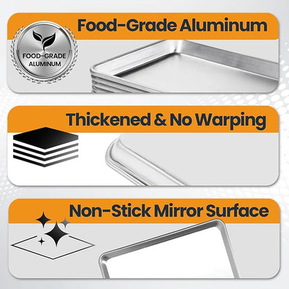 12 Pack Half Size Baking Sheet Pan, Aluminum Commercial Cookie Sheet Pan - Image 3