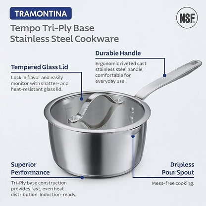 Tramontina Tempo Tri-Ply Base Stainless Steel 10-Piece Cookware Set - Image 4