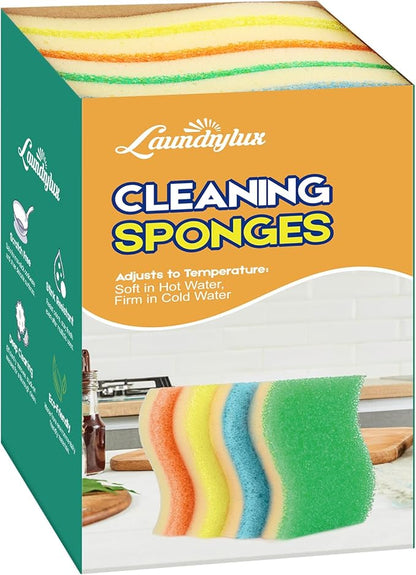 LAUNDRYLUX Scrub Sponge, 8 Pack Dual-Sided Temperature-Responsive Scrubber by LAUNDRYLUX