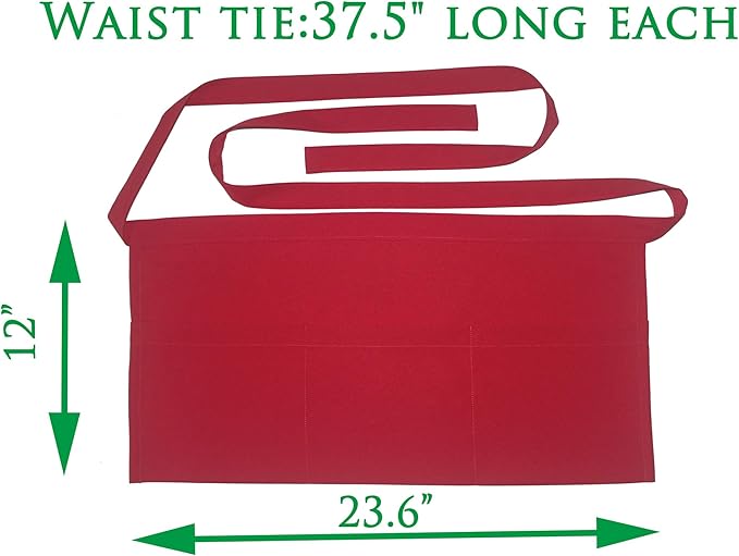Resist water 3 big Pockets Waist Server Apron Kitchen Restaurant Unisex Half - Image 2