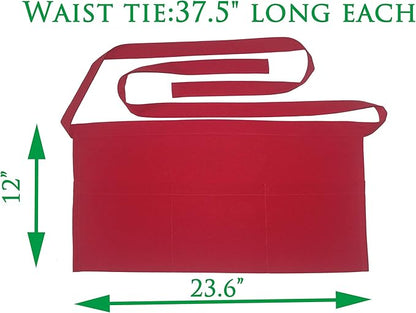 Resist water 3 big Pockets Waist Server Apron Kitchen Restaurant Unisex Half - Image 2