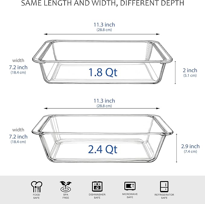Set of 2 pcs Tempered Glass Baking Dish Set, Deep and Classic Borosilicate - Image 2