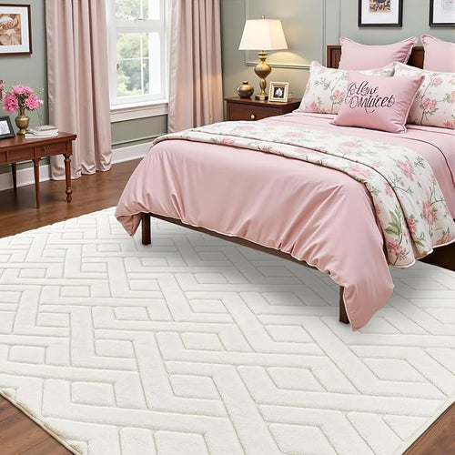 6x9 Cream White Washable Area Rug - Image 2