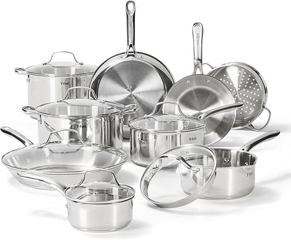 T-fal Gourmet 15-Piece Stainless Steel Cookware Set, Pots and Pans Cooking Set by T-falbrand