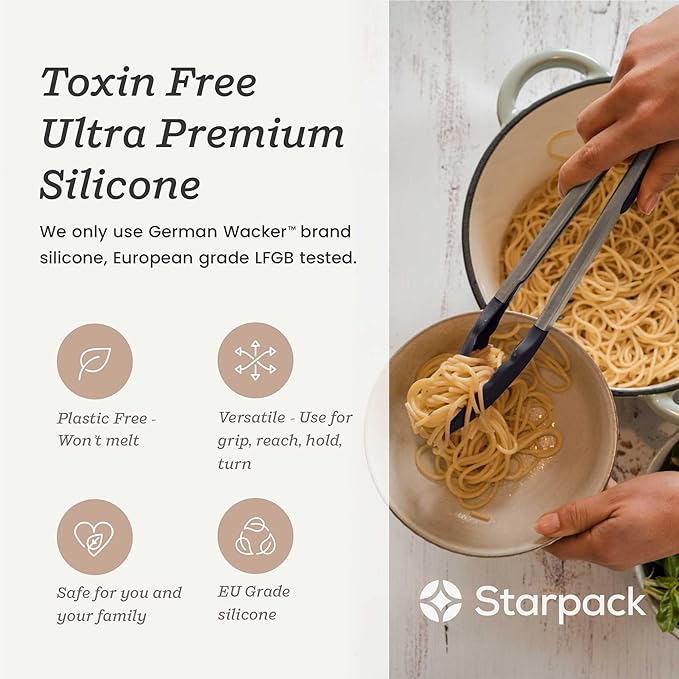 StarPack Premium Silicone Kitchen Tongs Set of 2 - Image 6