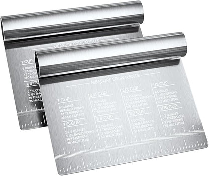 Bench Scraper for Baking, Food Scraper Stainless Steel Blade Dough Cutter by RamPro