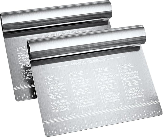 Bench Scraper for Baking, Food Scraper Stainless Steel Blade Dough Cutter by RamPro