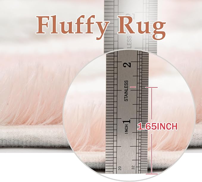 PureCozy Checkered Rug 9x12 Fluffy Shag Living Room Pink Area Rug Modern - Image 7