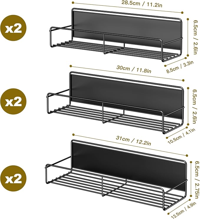 Mystozer 6 Pack Magnetic Spice Rack Organizer, Space Saver - Image 2