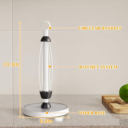 White Paper Towel Holder Countertop, One-Handed Tear, Stainless Steel, Weighted - Image 4