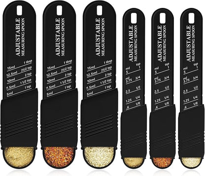 6 Pcs Adjustable Measuring Spoon Plastic Tablespoon and Teaspoon Set Baking by Meanplan