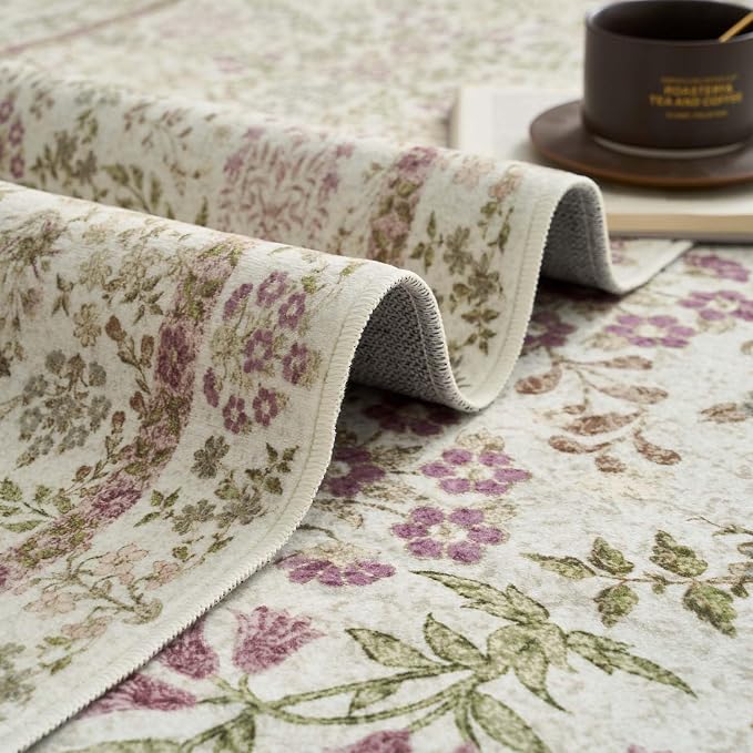 jinchan Zenith Floral 8x10 Area Rug Soft Low-Pile Living Room Rug Machine - Image 9