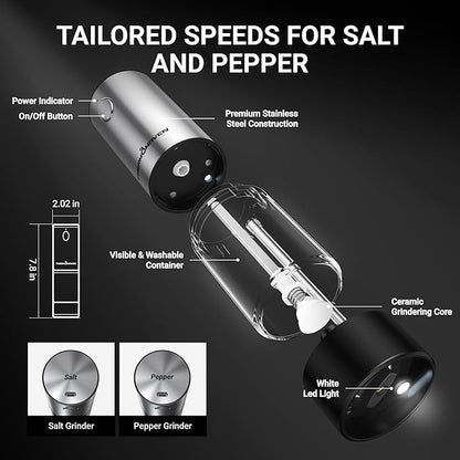 ThermoMaven Upgraded Larger Capacity Electric Salt and Pepper Grinder Set - Image 7