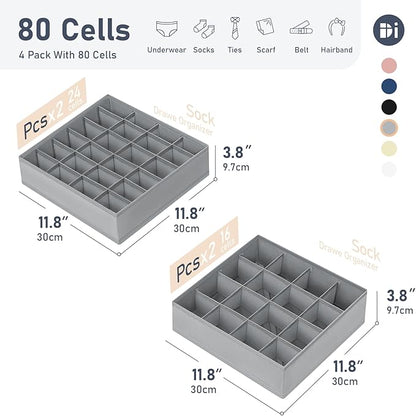 Joyoldelf Sock Drawer Organizer Divider 4 Packs Underwear Organizer, 2 x 24 - Image 2
