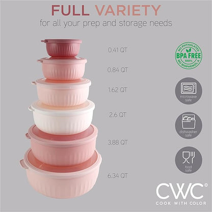 COOK WITH COLOR Prep Bowls with Lids- Wide and Deep Nesting Plastic Small - Image 2