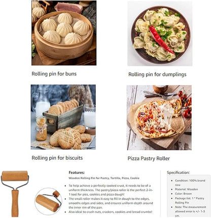 Small Rolling Pin, Wooden Dough Roller, Non-Stick Pizza Roller, T Type Rolling - Image 8