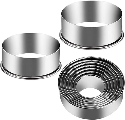 9 Pieces Stainless Steel Cookie Cutter Set Biscuit Plain Edge Round Cutters by KSPOWWIN