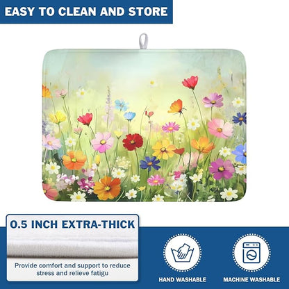 Spring Summer Daisy Dish Drying Mat 18 x 24 Inch Colourful Floral Pattern Dish - Image 5