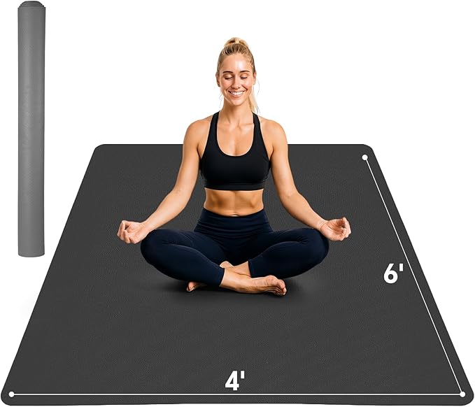 Stepwaver Extra Large Yoga Mat 6'x4', Ultra Durable, Wide Workout Mat, Wide by Stepwaver