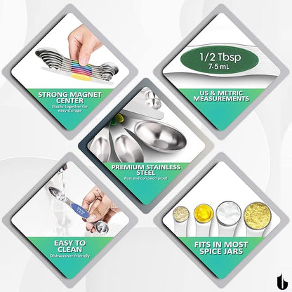 Urbanstrive Magnetic Measuring Spoons Set Stainless Steel, Dual Sided - Image 7