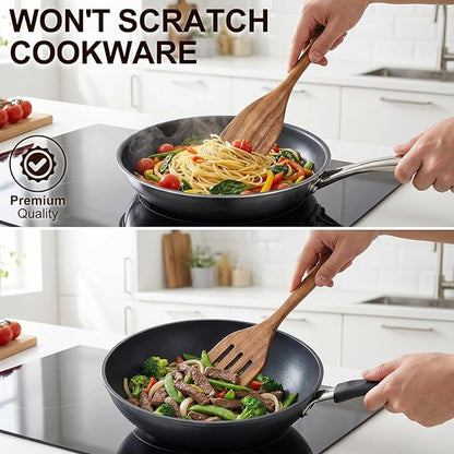 4 Pcs Acacia Wooden Spatula Set Non Toxic Kitchen Utensil Set Slotted Turner - Image 4