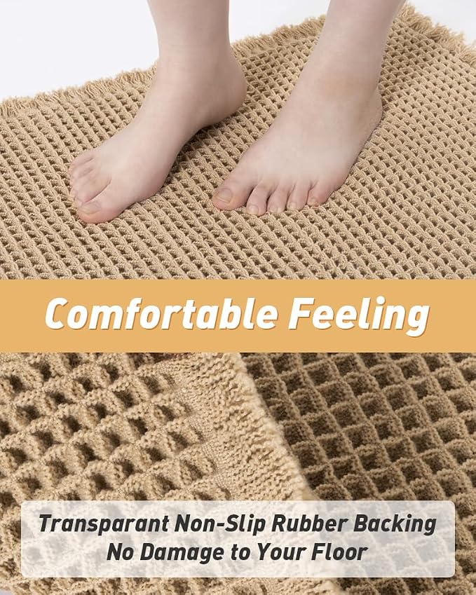 Upgraded Waffle Bath Mat Set of 2, Super Absorbent Non Slip Bath Mats - Image 4