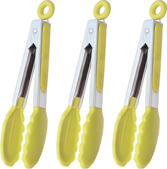 HINMAY Small Appetizer Tongs 7-Inch Silicone Tipped Kitchen Tongs by HINMAY