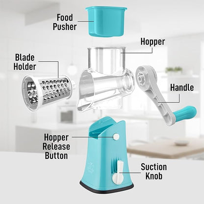 Zulay Kitchen Rotary Cheese Grater 5 Blade Cheese Shredder - Image 8