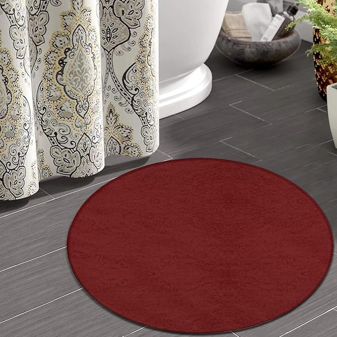 Machine Washable Modern Round Area Rug, Room Sofa Yoga Soft Round Carpet - Image 4