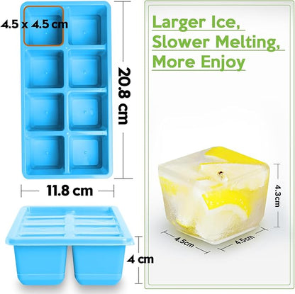 Large Ice Cube Trays, JRISBO 2 Pack Reusable Silicone Ice Cube Molds - Image 6