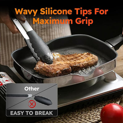HST Tongs for Cooking with Silicone Tips, Non Stick Kitchen Tongs with Silicone - Image 6