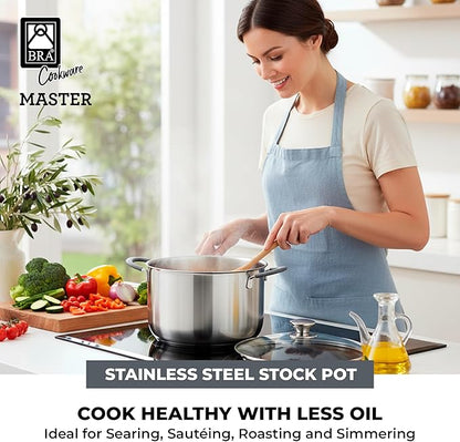 BRA COOKWARE Master Stainless Steel Stock Pot w/Glass Lid | 9.5 Inch 4 Quart - Image 3