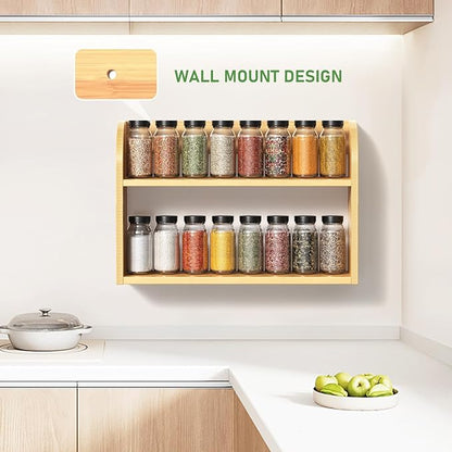 ROMGUAR CRAFT 2 Tier Bamboo Spice Rack, Countertop or Wall Mounting Wood Spice - Image 2