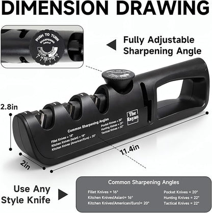 Knife Sharpener, 4-in-1 with Non-Slip Base and Adjustable Angle Guide, Steel - Image 5