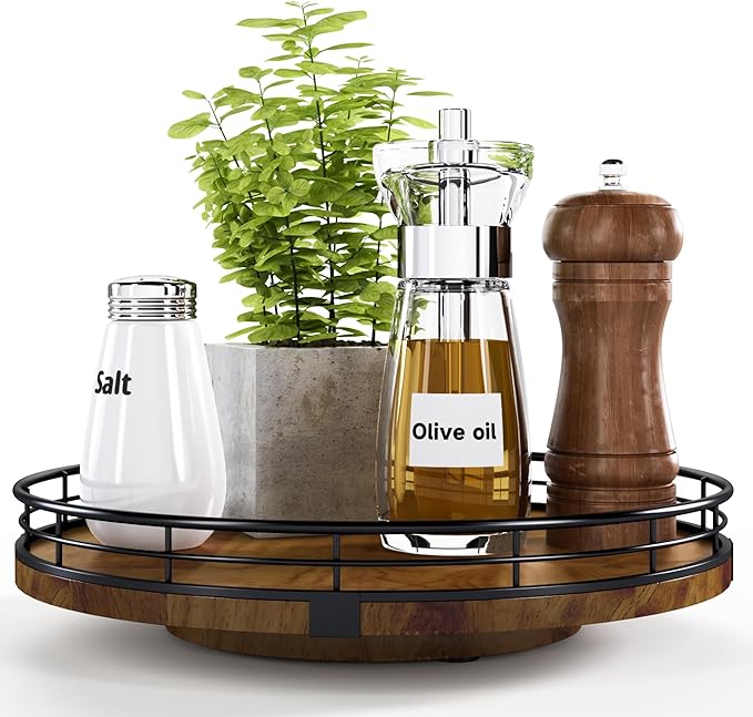Farmhouse Oak 10" Lazy Susan Turntable Organizer by AMH
